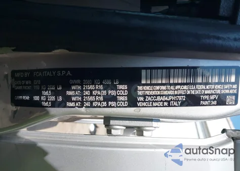 2018 Jeep Renegade Sport 4X4 z USA, uszkodzony, nr VIN ZACCJBAB4JPH17972